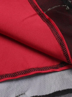 Wine Red 1950s Mesh Hi-Lo Back Lace Up Dress 13 Wine Red 1950s Mesh Hi-Lo Back Lace Up Dress -BUNBUN Fancy Clothing Shop IMG 7583