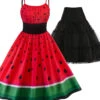 2PCS Watermelon 1950s Dress & Black Petticoat 2 2PCS Watermelon 1950s Dress & Black Petticoat -BUNBUN Fancy Clothing Shop SCH000296 PAT1