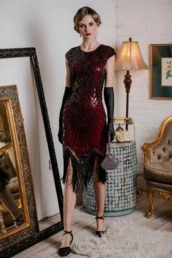 [US Warehouse] Red 1920s Sequin Beaded Fringed Dress -BUNBUN Fancy Clothing Shop SCH000323 R 1 4f0fa425 463e 4ff3 bc79 2de36589ebc2