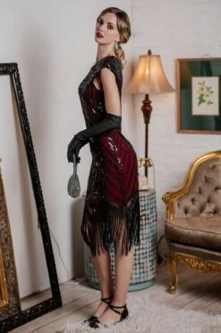 [US Warehouse] Red 1920s Sequin Beaded Fringed Dress -BUNBUN Fancy Clothing Shop SCH000323 R 3 5865473a 52c1 405f 9a62 4890b2aaefda