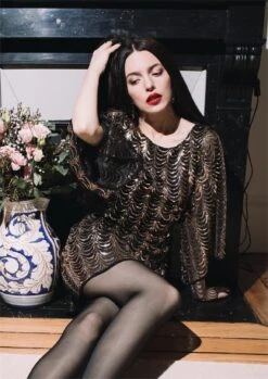 [US Warehouse] Gold 1920s Sequined Flare Sleeve Dress -BUNBUN Fancy Clothing Shop SCH000399 GO 2 b18dd9b0 b8db 4b0a ae82 a6ee451ea603