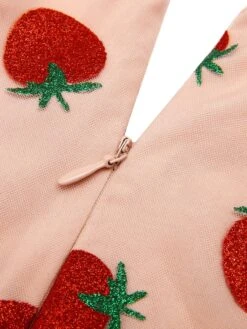 Pink 1950s Strawberry Mesh Swing Dress -BUNBUN Fancy Clothing Shop SCH000702 4