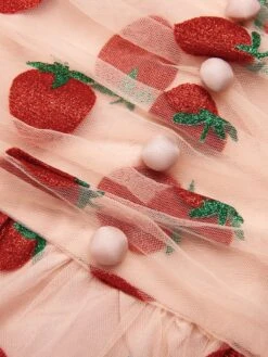 Pink 1950s Strawberry Mesh Swing Dress -BUNBUN Fancy Clothing Shop SCH000702 6