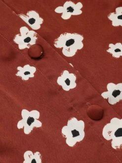 Red 1960s Floral Puff Sleeve Flared Dress -BUNBUN Fancy Clothing Shop SCH000715 5 compressed