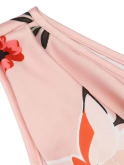 Pink 1950s V-neck Wrap Floral Pencil Dress -BUNBUN Fancy Clothing Shop SCH000731 4