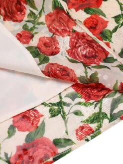 Red 1940s Rose V-Neck Swing Dress 14 Red 1940s Rose V-Neck Swing Dress -BUNBUN Fancy Clothing Shop SCH000861 5