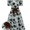 1940s Blue Floral Dress With Bow Belt -BUNBUN Fancy Clothing Shop SCH000869 0