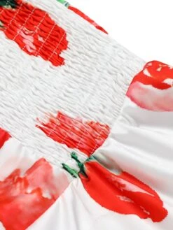 White 1950s Watercolor Rose Halter Dress -BUNBUN Fancy Clothing Shop SCHL000010 5