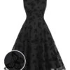 Black 1950s Butterfly Flocking Mesh Dress -BUNBUN Fancy Clothing Shop SCHL000023 01