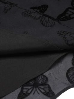 Black 1950s Butterfly Flocking Mesh Dress -BUNBUN Fancy Clothing Shop SCHL000023 5