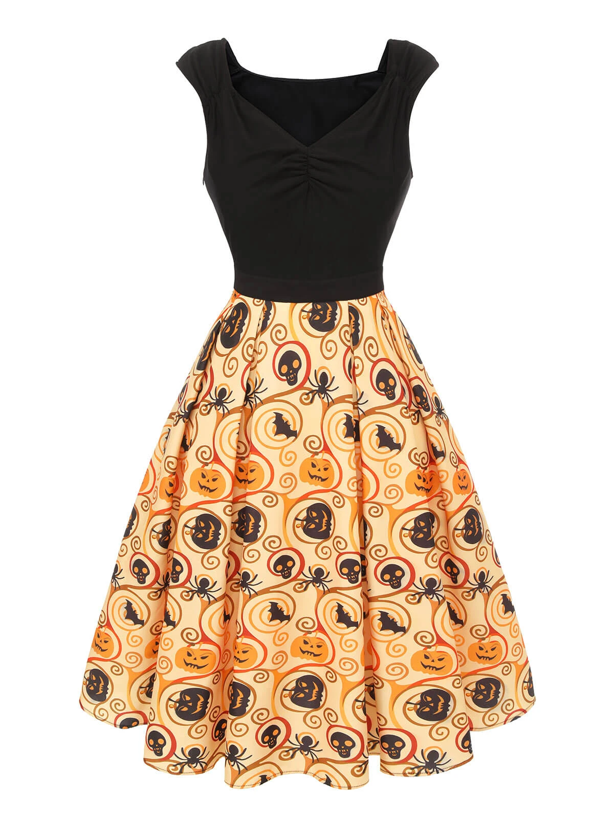 Black & Yellow 1950s Pumpkin Bat Spider Dress 4 Black & Yellow 1950s Pumpkin Bat Spider Dress - Image 2