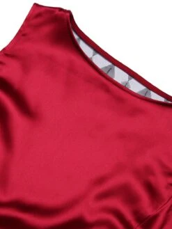 Deep Red 1930s Solid Bow Decor Fishtail Dress -BUNBUN Fancy Clothing Shop SCHL000034 4