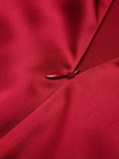 Deep Red 1930s Solid Bow Decor Fishtail Dress -BUNBUN Fancy Clothing Shop SCHL000034 6