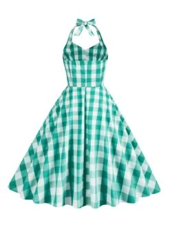 1950s Plaid Halter Swing Dress -BUNBUN Fancy Clothing Shop SCHL000115 G 2