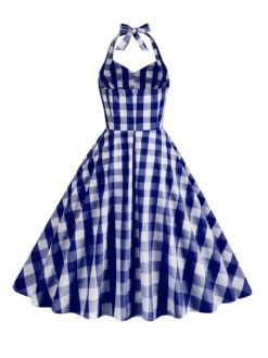 1950s Plaid Halter Swing Dress -BUNBUN Fancy Clothing Shop SCHL000115 NB 2