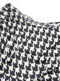 Black 1950s Houndstooth Short Sleeve Belted Dress -BUNBUN Fancy Clothing Shop SCHL000128 4 compressed