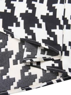 Black 1950s Houndstooth Short Sleeve Belted Dress -BUNBUN Fancy Clothing Shop SCHL000128 6 compressed