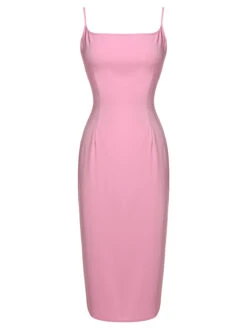 3PCS Pink 1960s Bow Blouse & Spaghetti Dress & Umbrella Skirt -BUNBUN Fancy Clothing Shop SCHL000174 1