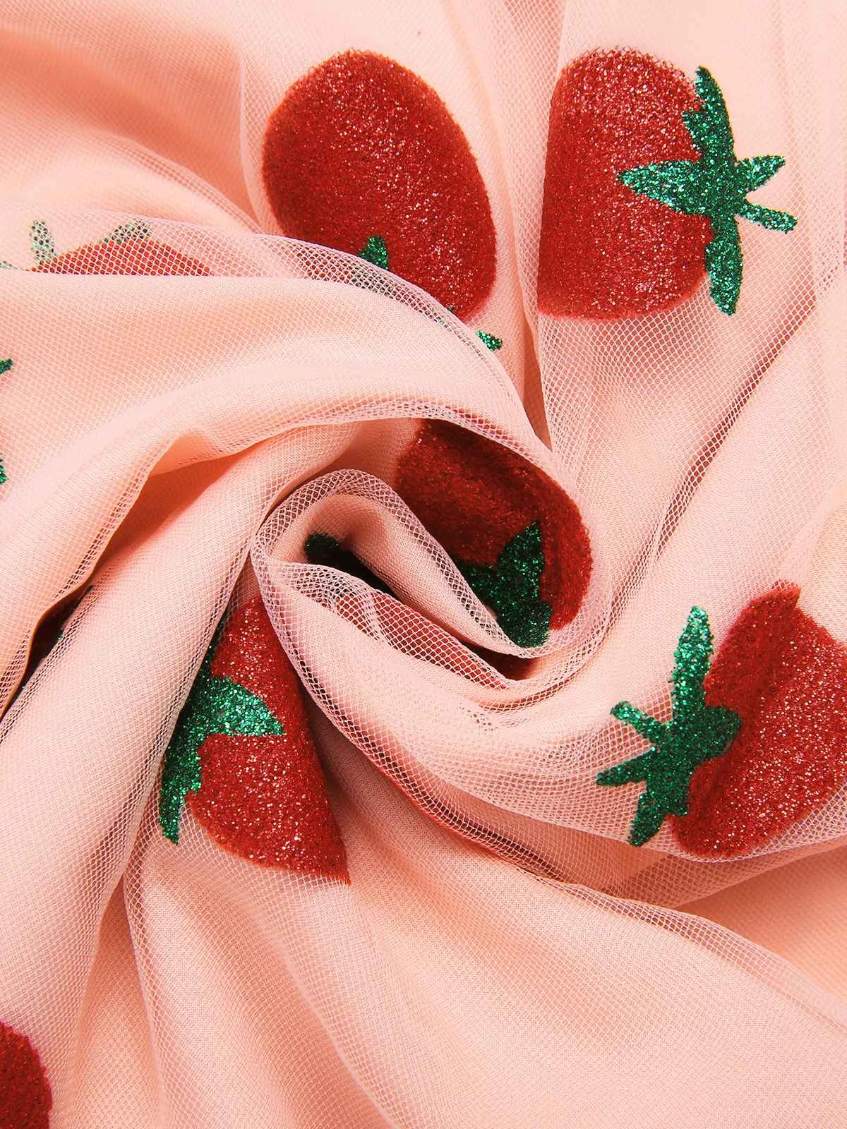 Pink 1960s Strawberry Mesh Mini Dress 7 Pink 1960s Strawberry Mesh Mini Dress - Image 5