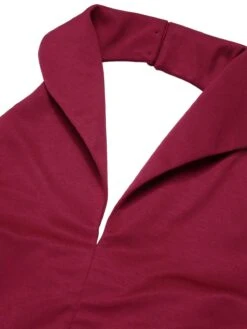 Wine Red 1950s Butterfly Lapel Mesh Dress 13 Wine Red 1950s Butterfly Lapel Mesh Dress -BUNBUN Fancy Clothing Shop SCHL000309 4 compressed