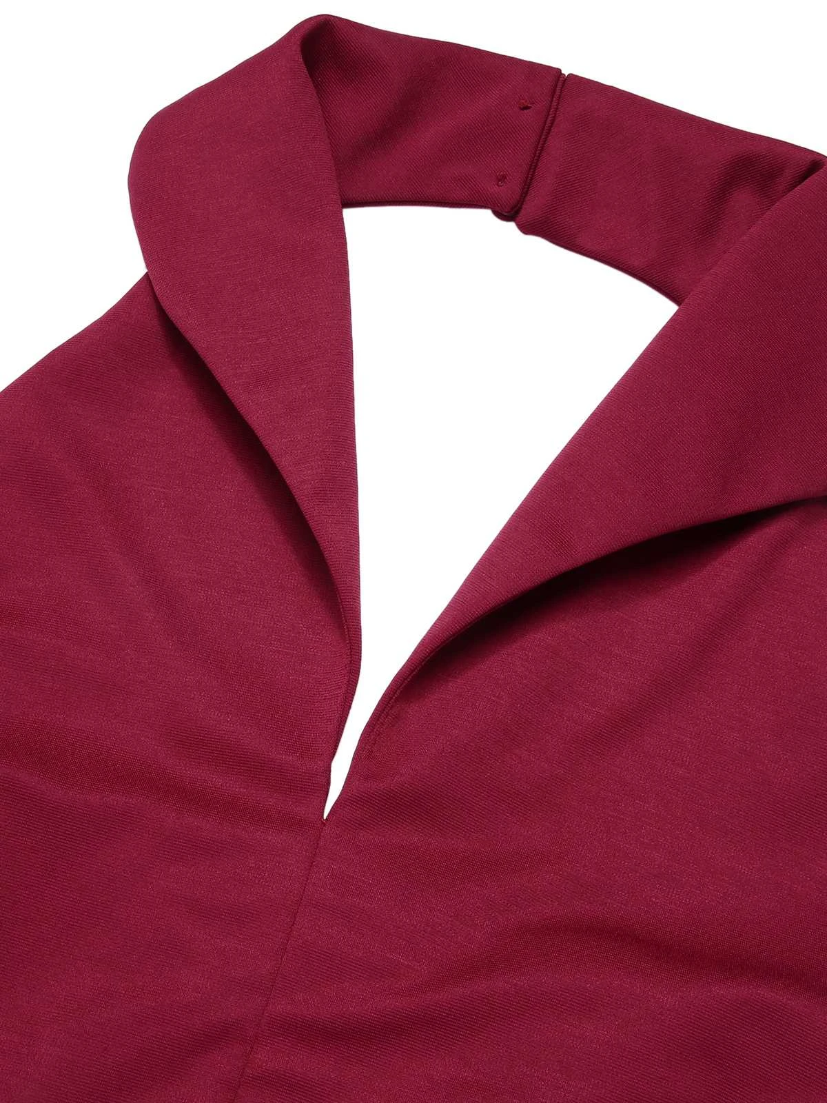 Wine Red 1950s Butterfly Lapel Mesh Dress 7 Wine Red 1950s Butterfly Lapel Mesh Dress - Image 5