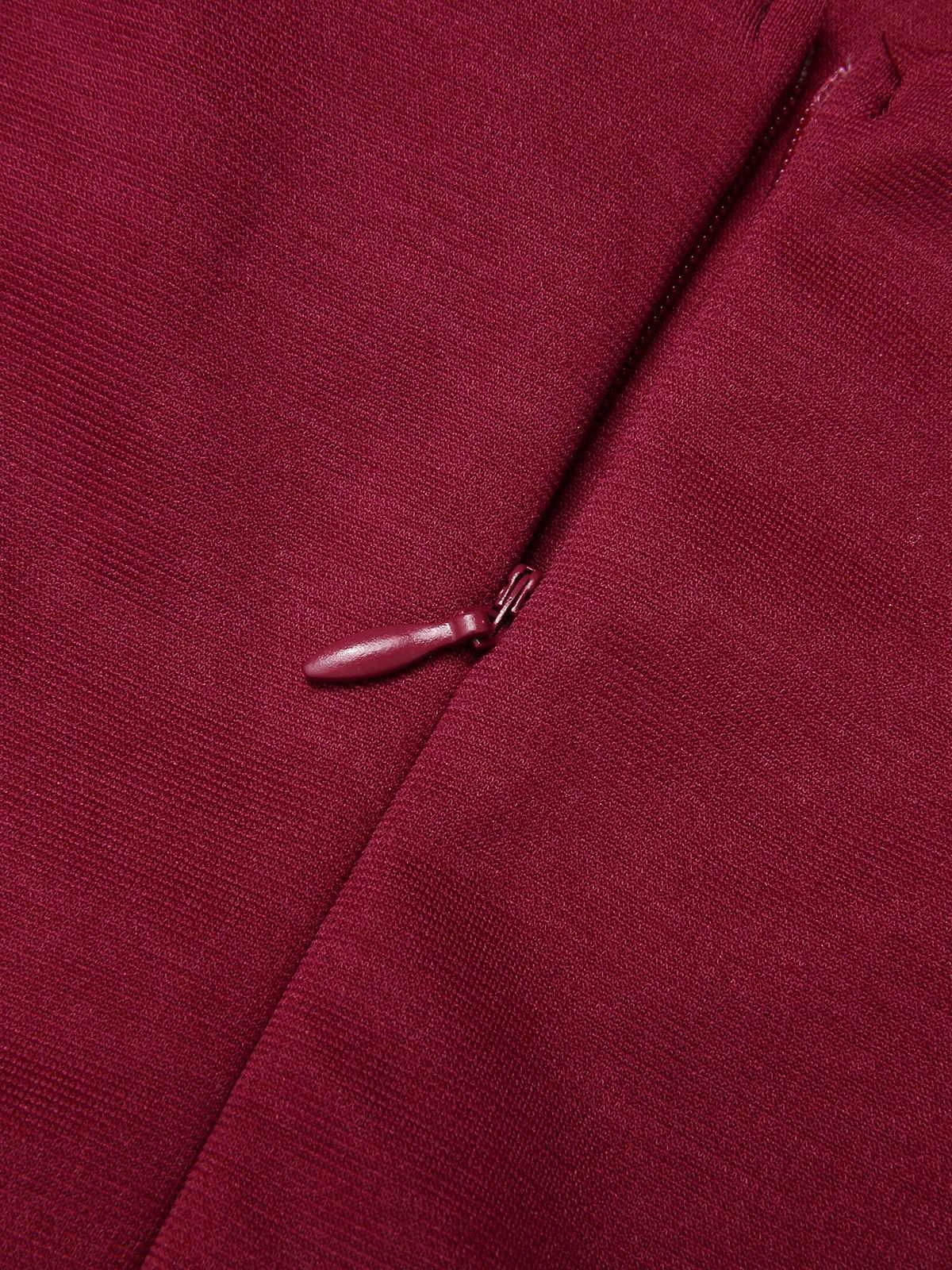 Wine Red 1950s Butterfly Lapel Mesh Dress 8 Wine Red 1950s Butterfly Lapel Mesh Dress - Image 6