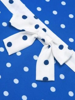 Blue & White 1940s Polka Dot Lapel Dress 14 Blue & White 1940s Polka Dot Lapel Dress -BUNBUN Fancy Clothing Shop SCHL000451 4