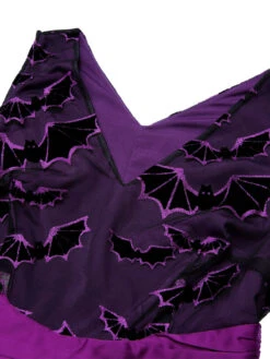 Deep Purple 1950s Halloween Bat Bow Dress -BUNBUN Fancy Clothing Shop SCHL000582 4