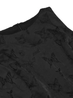 Black 1960s Sleeveless Butterflies Belted Solid Dress -BUNBUN Fancy Clothing Shop SCHL000660 4 compressed