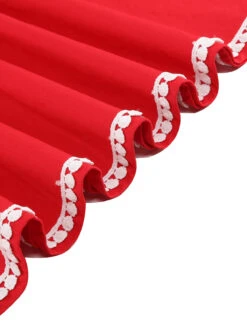 Red 1950s Lace Strap Swing Dress -BUNBUN Fancy Clothing Shop SCHL000670 R 5