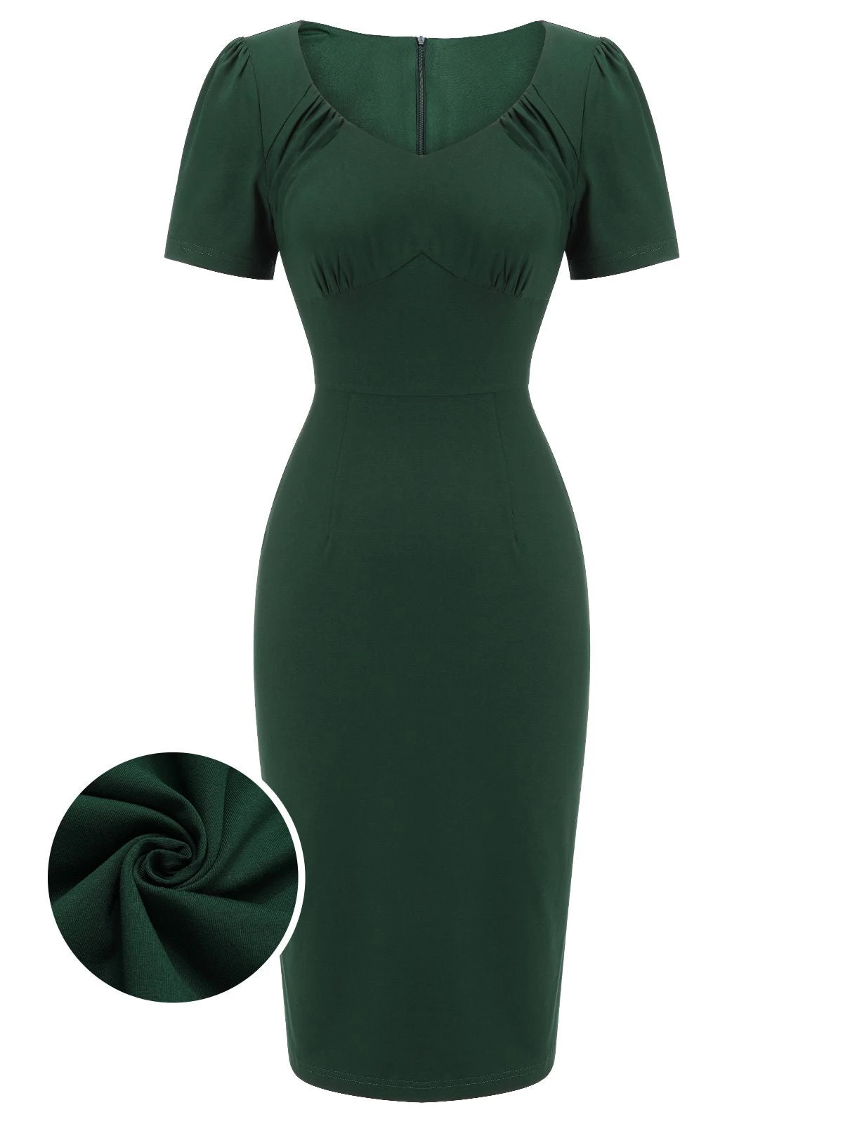 Dark Green 1940s Solid Wrap Dress 3 Dark Green 1940s Solid Wrap Dress