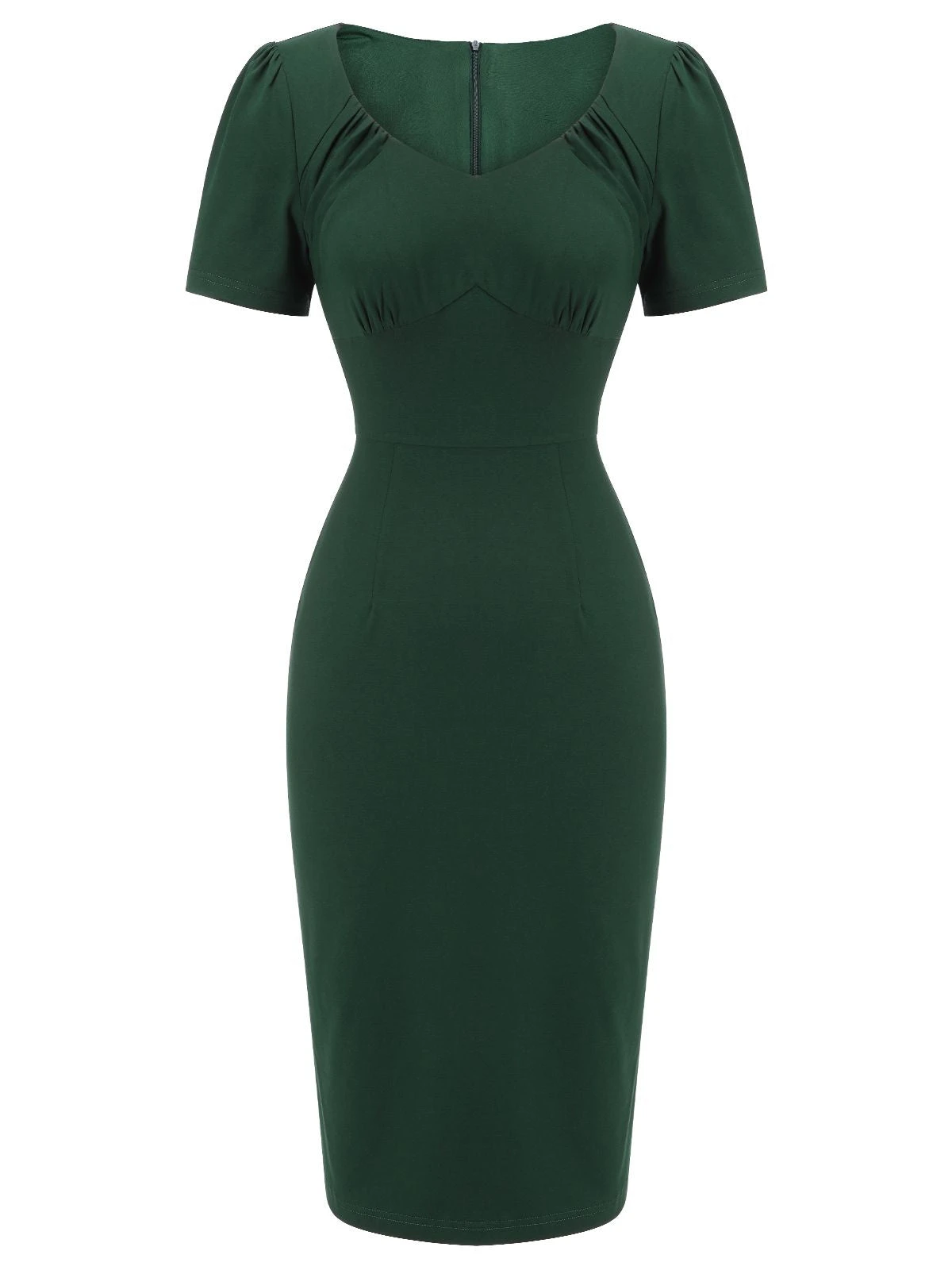 Dark Green 1940s Solid Wrap Dress 4 Dark Green 1940s Solid Wrap Dress - Image 2
