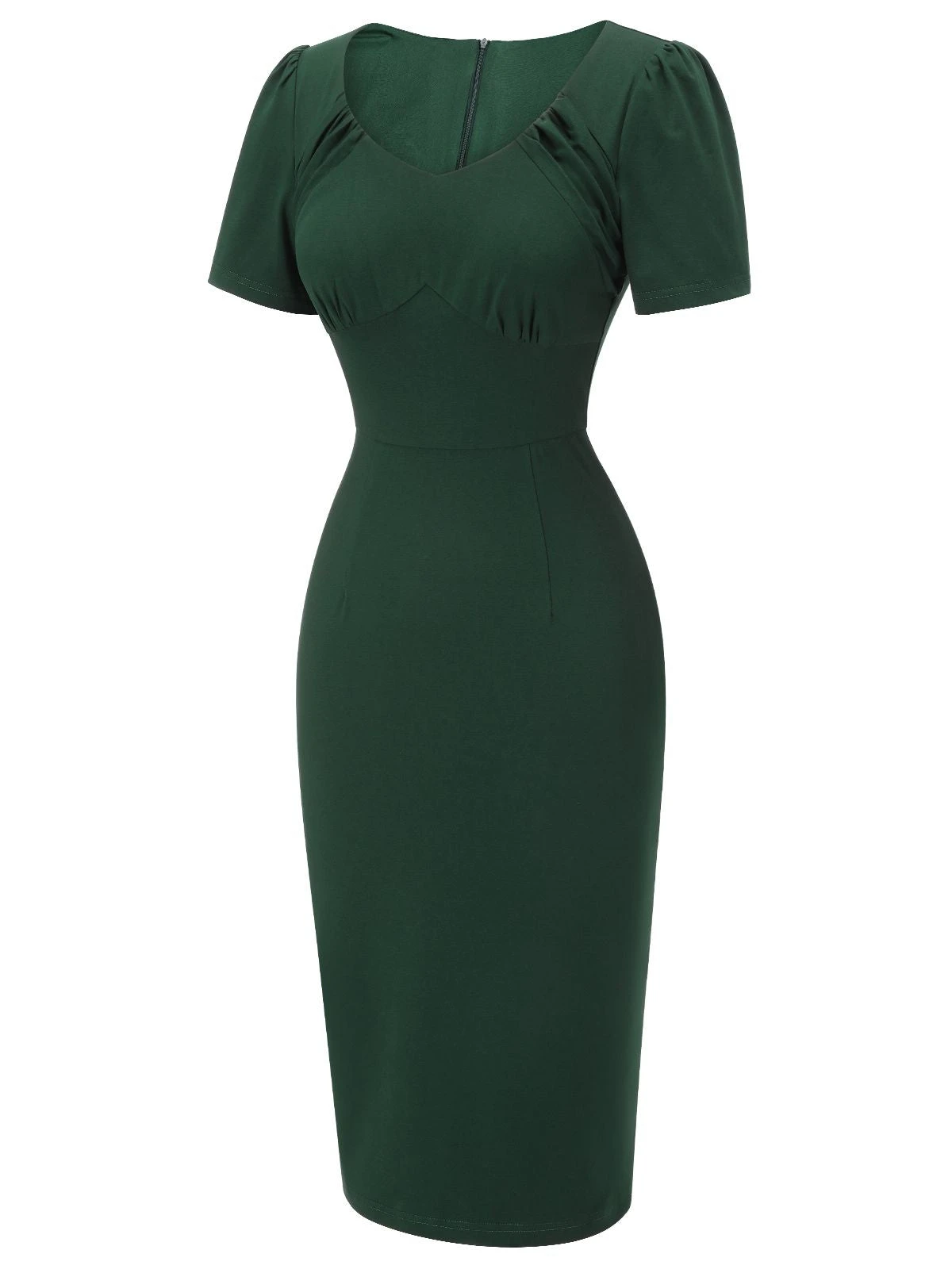 Dark Green 1940s Solid Wrap Dress 5 Dark Green 1940s Solid Wrap Dress - Image 3