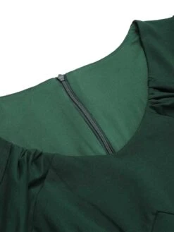 Dark Green 1940s Solid Wrap Dress 13 Dark Green 1940s Solid Wrap Dress -BUNBUN Fancy Clothing Shop SCHL000674 4 compressed