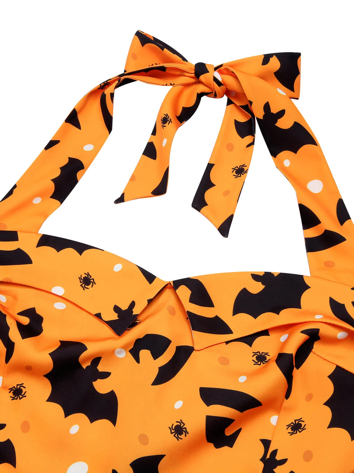 Black 1950s Halloween Pumpkin Bat Halter Dress 8 Black 1950s Halloween Pumpkin Bat Halter Dress - Image 6