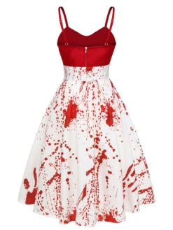 Red&White 1950s Halloween Blood Dress -BUNBUN Fancy Clothing Shop SCHL000790 3