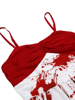 Red&White 1950s Halloween Blood Dress -BUNBUN Fancy Clothing Shop SCHL000790 4