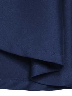 Blue 1940s Solid Short Sleeves Lapel Dress -BUNBUN Fancy Clothing Shop SCHL000804 5 compressed