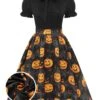 1950s Halloween Pumpkin Bow Tie Dress -BUNBUN Fancy Clothing Shop SCHL000826 01 compressed
