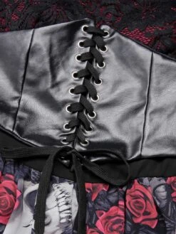 1950s Halloween Skull Rose Lace Mesh Dress -BUNBUN Fancy Clothing Shop SCHL000827 6 compressed