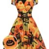 1950s Halloween Lace-Up Peter Pan Collar Dress -BUNBUN Fancy Clothing Shop SCHL000829 01