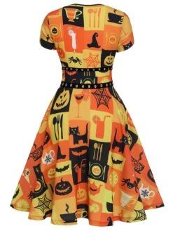 1950s Halloween Lace-Up Peter Pan Collar Dress -BUNBUN Fancy Clothing Shop SCHL000829 3