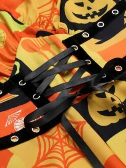 1950s Halloween Lace-Up Peter Pan Collar Dress -BUNBUN Fancy Clothing Shop SCHL000829 4