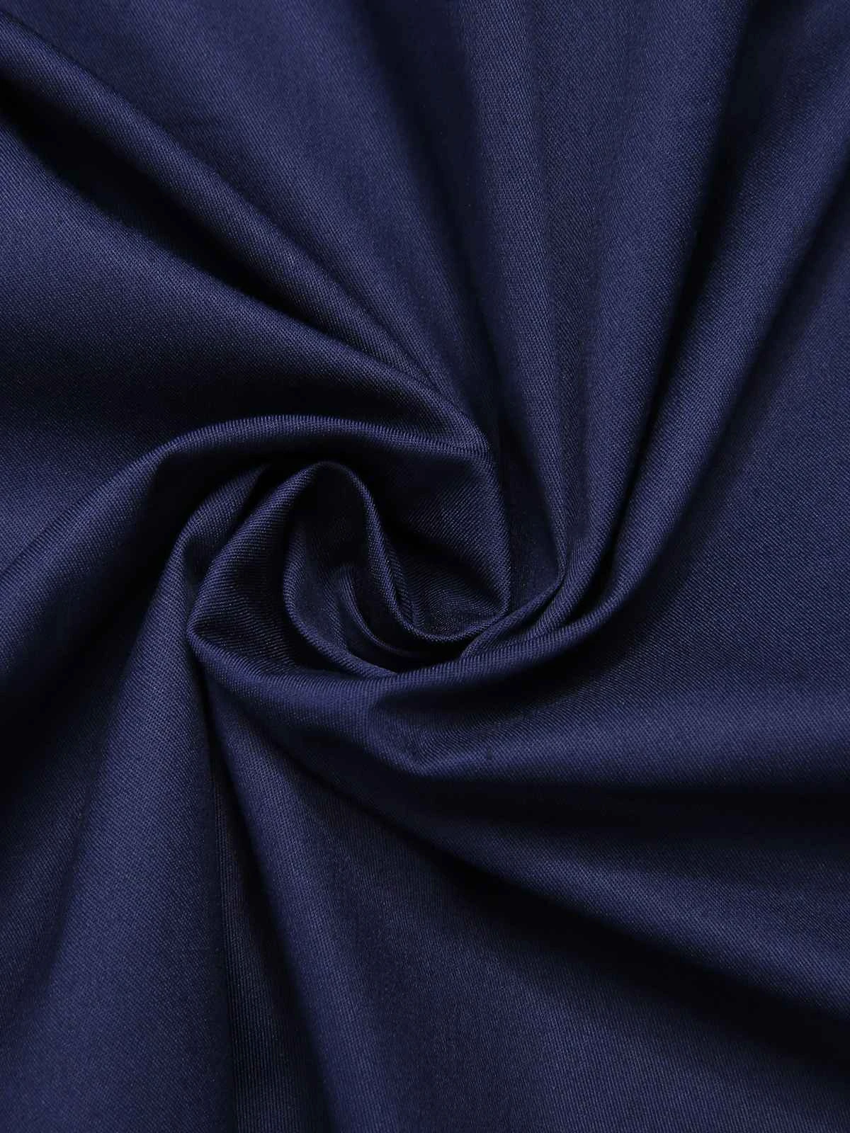 Dark Blue 1950s Lapel Patchwork Dress 9 Dark Blue 1950s Lapel Patchwork Dress - Image 7