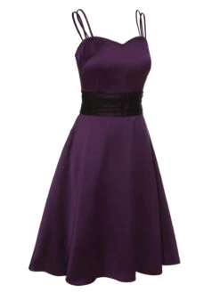 Deep Purple 1950s Halloween Solid Strap Dress 11 Deep Purple 1950s Halloween Solid Strap Dress -BUNBUN Fancy Clothing Shop SCHL000857 2