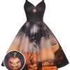 Black 1950s Halloween Pumpkin Swing Dress -BUNBUN Fancy Clothing Shop SCHL000885 01 compressed