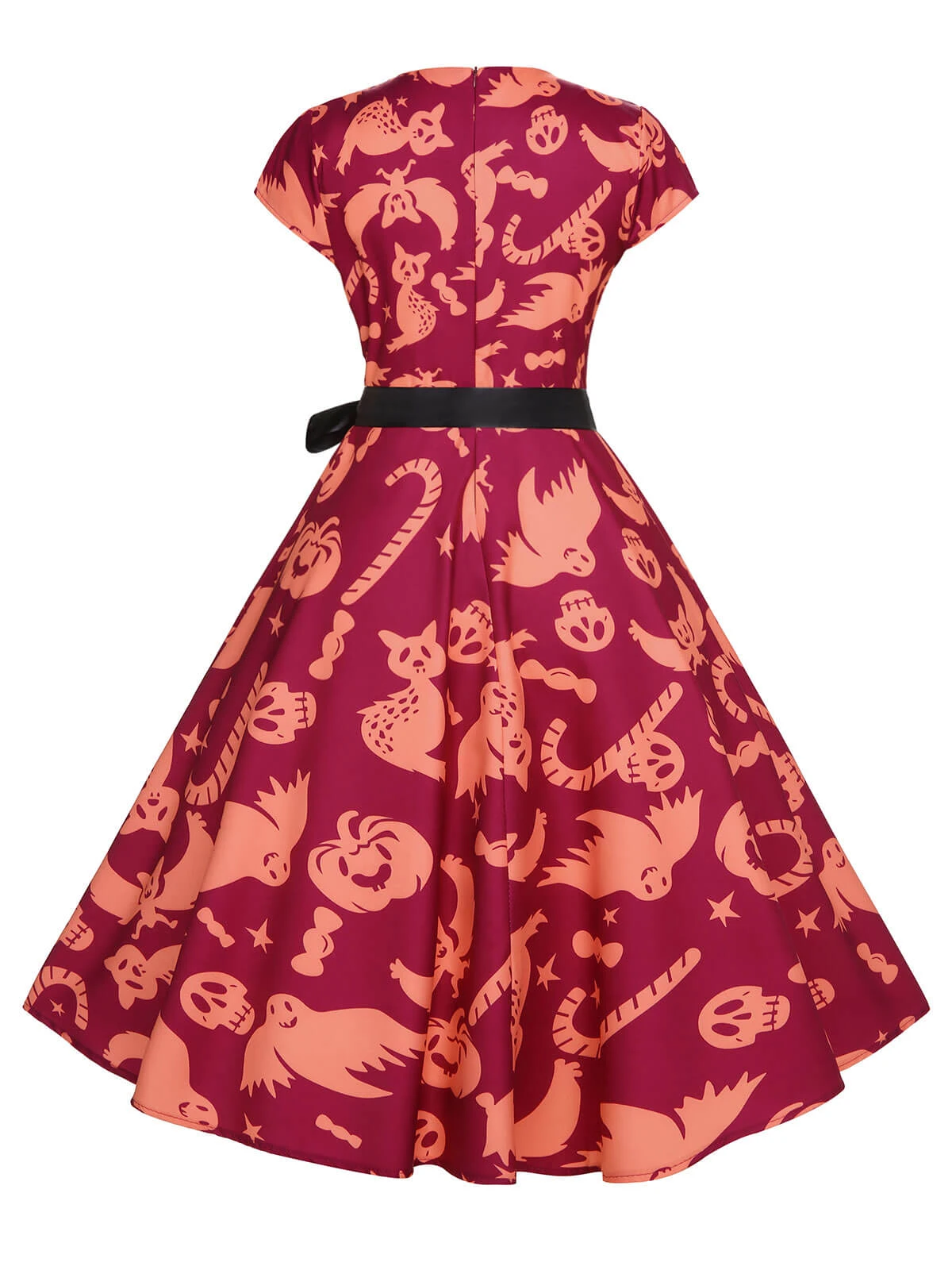Red 1950s Halloween Ghost Dress With Ribbon 4 Red 1950s Halloween Ghost Dress With Ribbon - Image 2