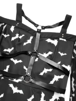 Black 1950s Halloween Spaghetti Strap Bat Dress 13 Black 1950s Halloween Spaghetti Strap Bat Dress -BUNBUN Fancy Clothing Shop SCHL001020 4 compressed