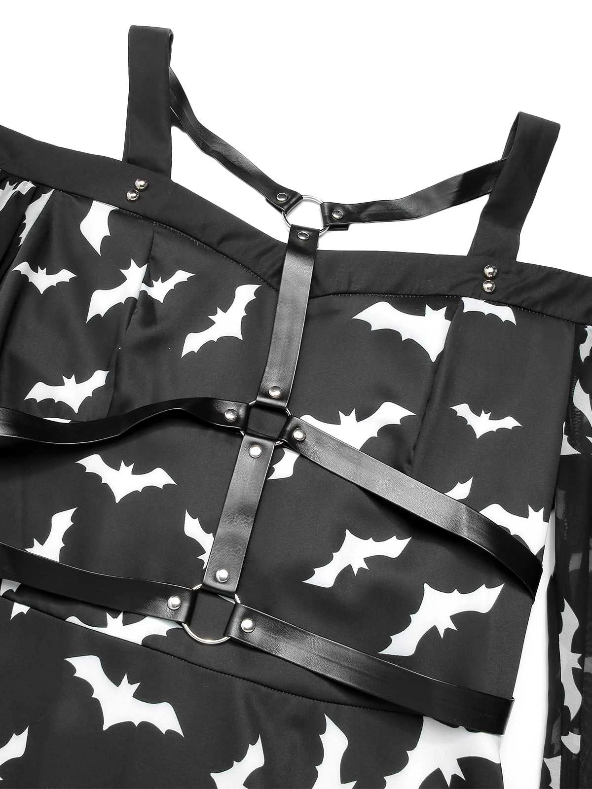 Black 1950s Halloween Spaghetti Strap Bat Dress 7 Black 1950s Halloween Spaghetti Strap Bat Dress - Image 5