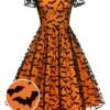 1950s Halloween Lace Off-shoulder Swing Dress 2 1950s Halloween Lace Off-shoulder Swing Dress -BUNBUN Fancy Clothing Shop SCHL001032 01 compressed